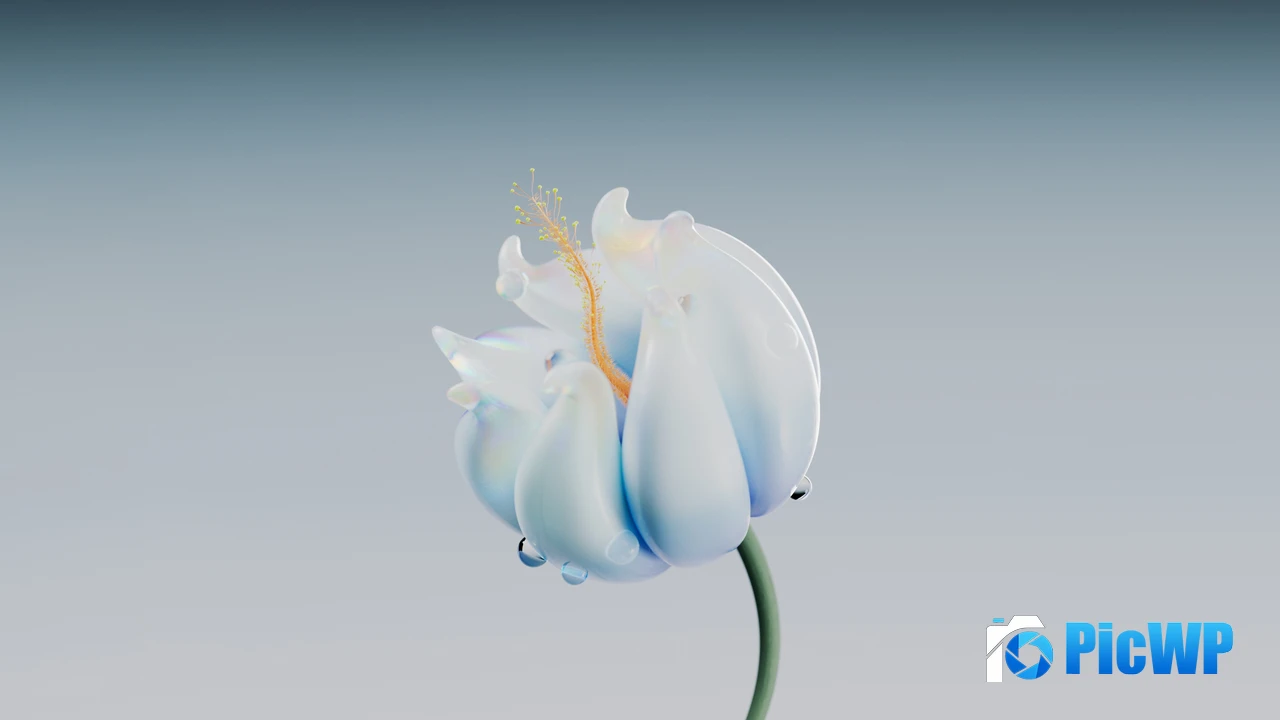 Blue flower Digital illustration 4K PC Wallpaper