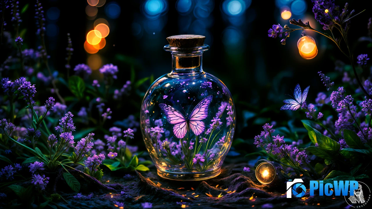 Glass bottle Morpho butterfly 4K PC Wallpaper
