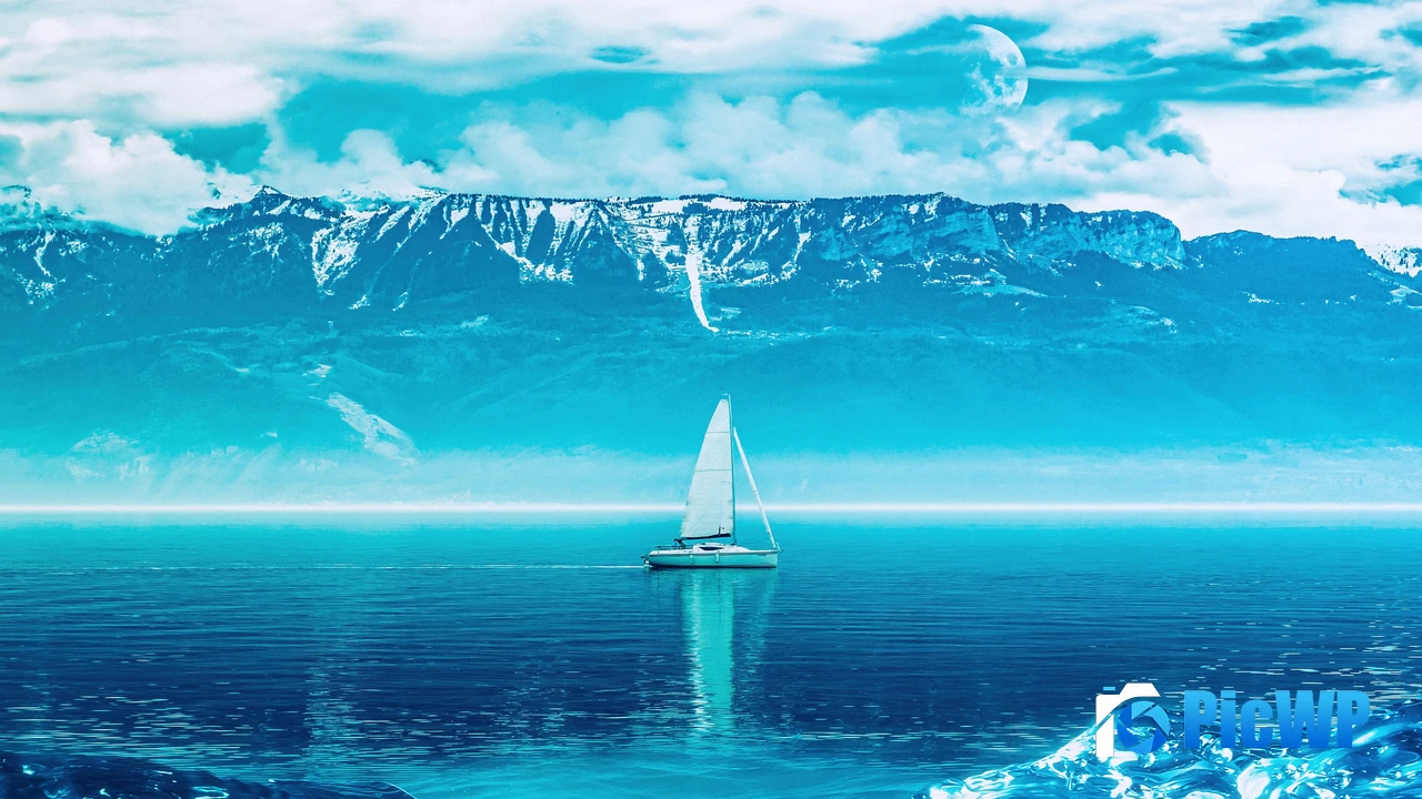 Sailing boat Mountains 4K PC Wallpaper