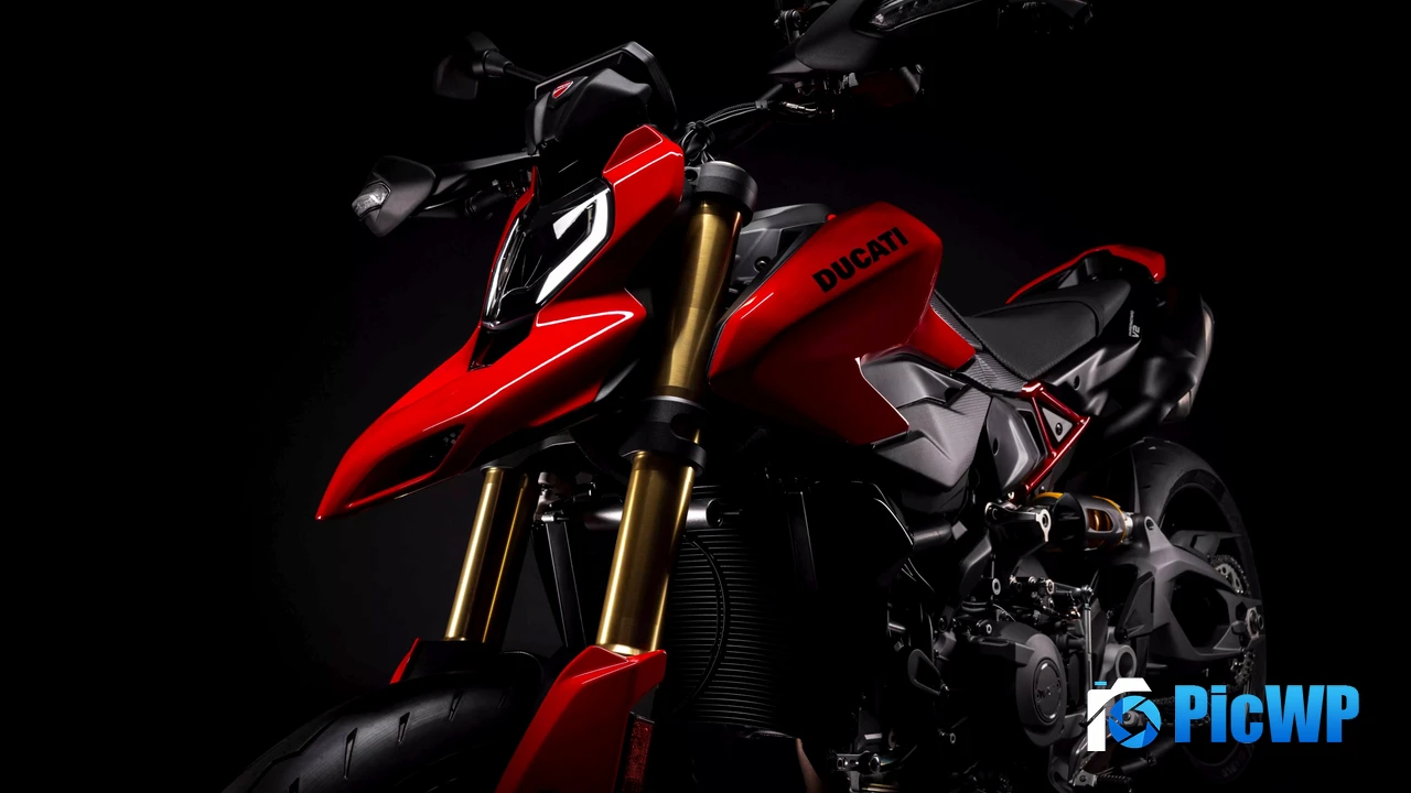 Ducati Hypermotard V2 Dark background 4K PC Wallpaper