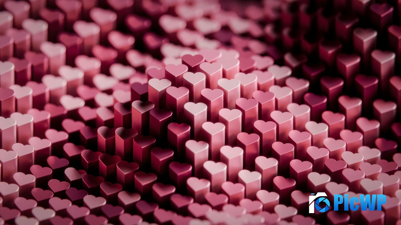 Pink hearts 3D background 4K PC Wallpaper