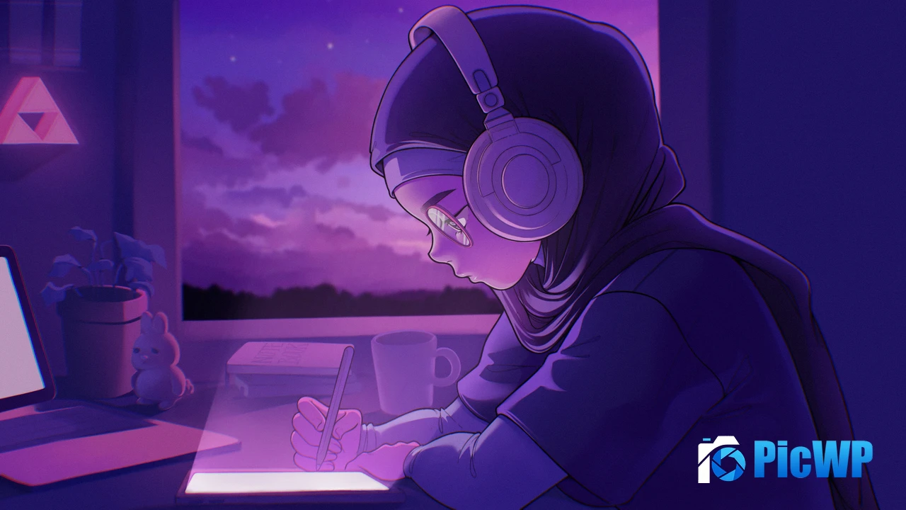 Lofi girl Listening music 4K PC Wallpaper