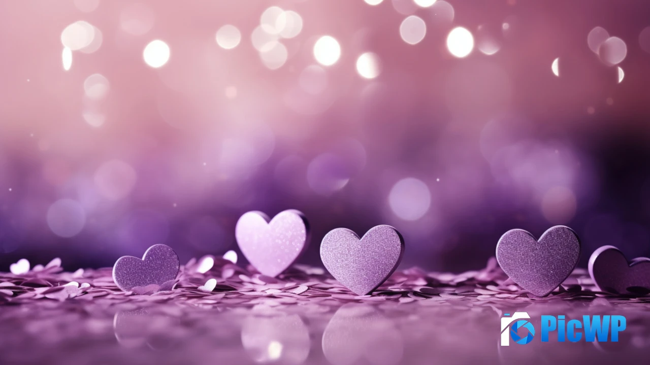 Purple hearts Glitter background 4K PC Wallpaper