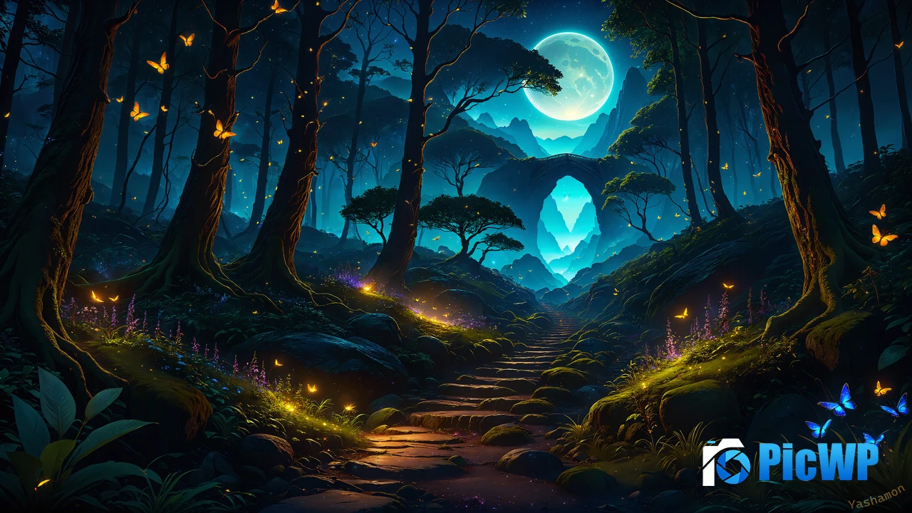 Magical forest Night 4K PC Wallpaper