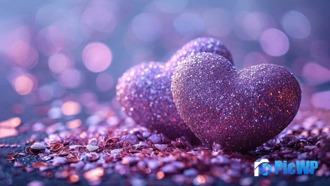 Purple hearts Bokeh Background 4K PC Wallpaper