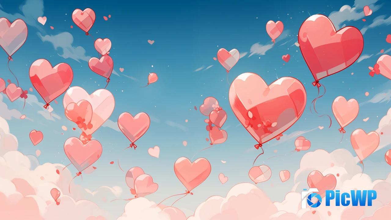 Flying Love hearts 4K PC Wallpaper