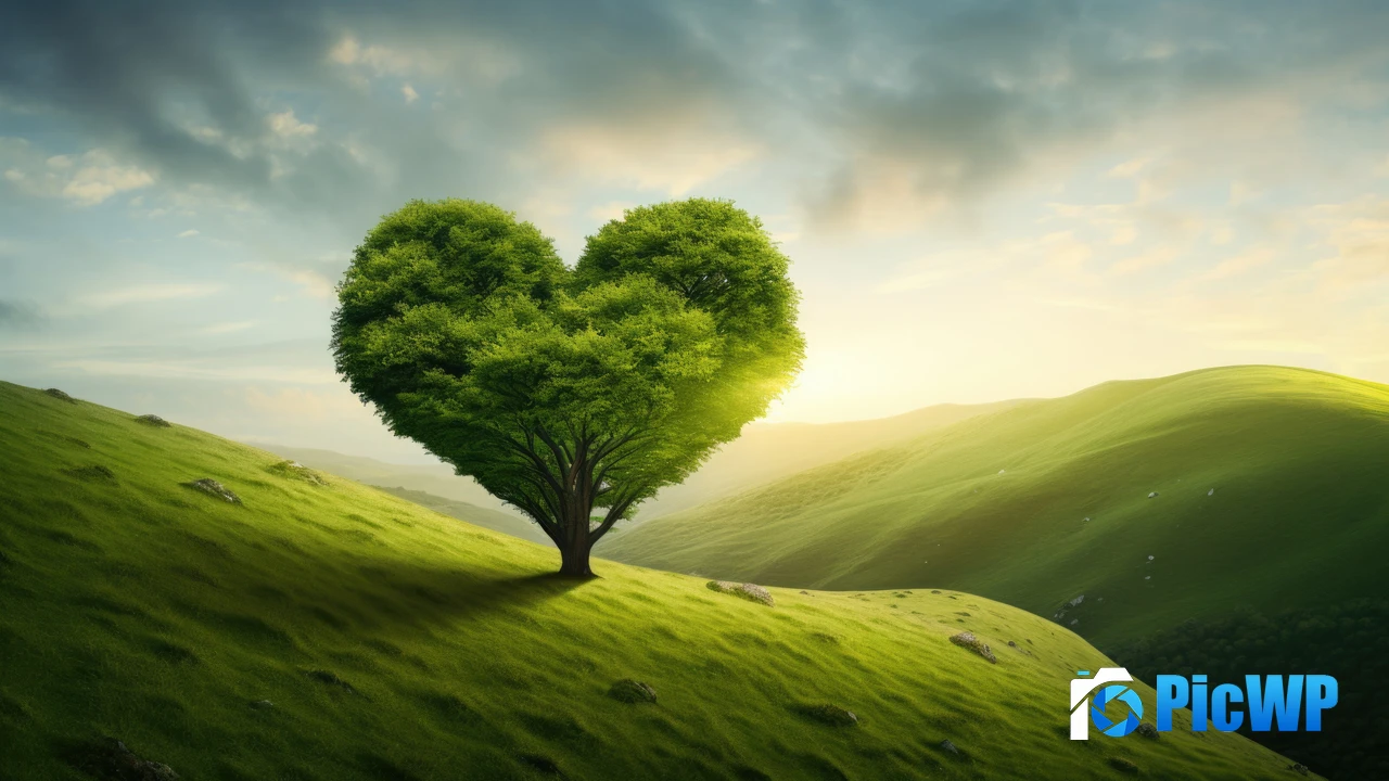 Love heart Green Tree 4K PC Wallpaper