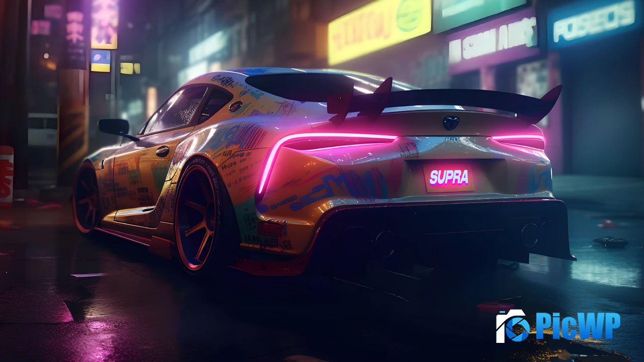 Toyota Supra Neon 4K PC Wallpaper