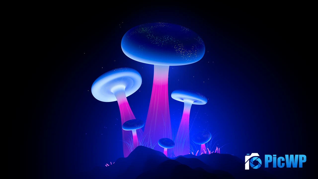 Glowing Mushrooms 4K PC Wallpaper