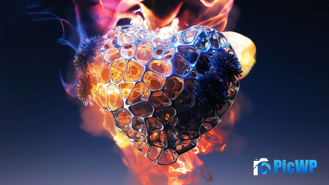 Love heart Fire 4K PC Wallpaper