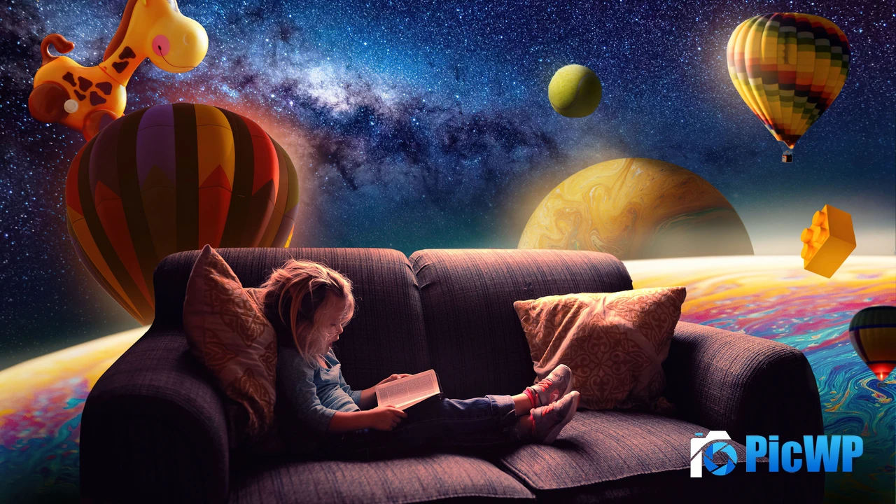 Cute Girl Reading book on Couch 4K PC Wallpaper