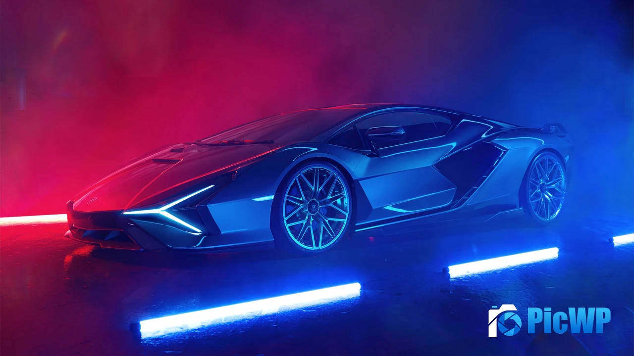 Lamborghini Sián FKP 37 Neon lighting 4K PC Wallpaper