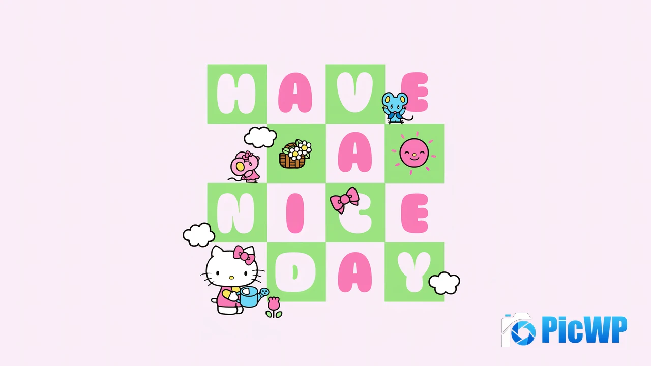Have a nice day Hello Kitty background 4K PC Wallpaper