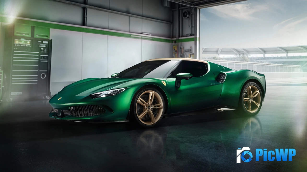 Ferrari 296 GTB Green car 4K PC Wallpaper