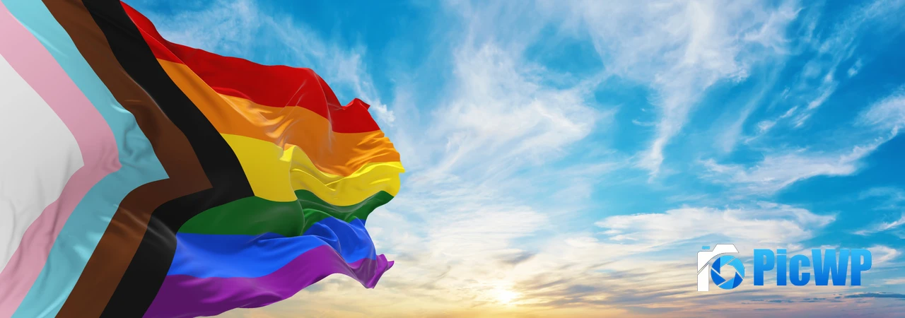 Pride flag Sunrise 7K Wide Wallpaper