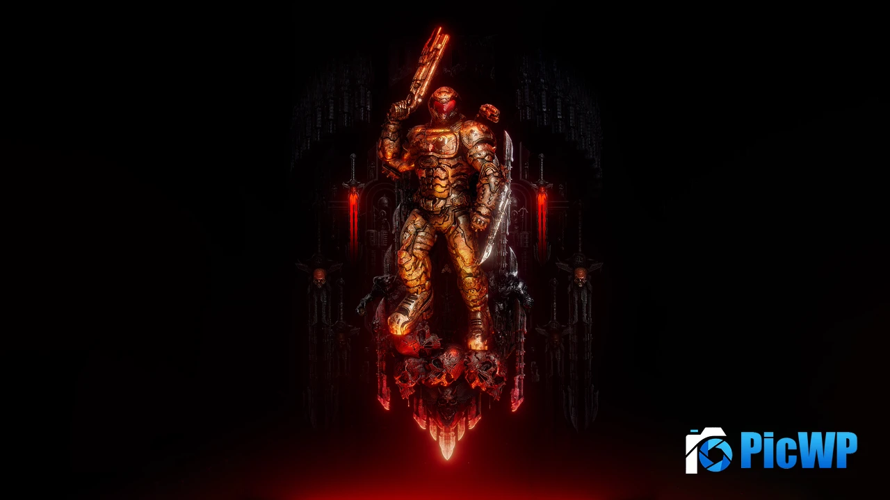 Doom Slayer Black background 4K PC Wallpaper