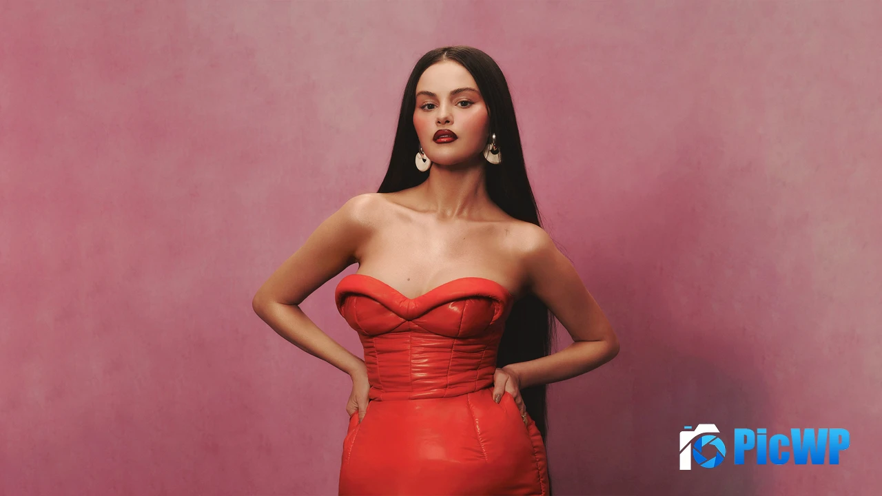 Selena Gomez Red aesthetic 4K PC Wallpaper