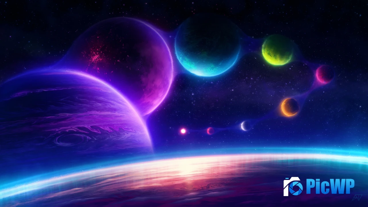 Planets Colorful Sky 4K PC Wallpaper