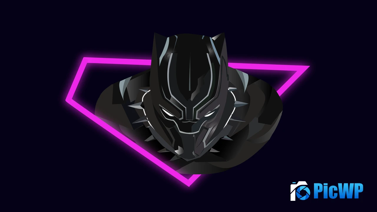 Black Panther Neon background 4K PC Wallpaper