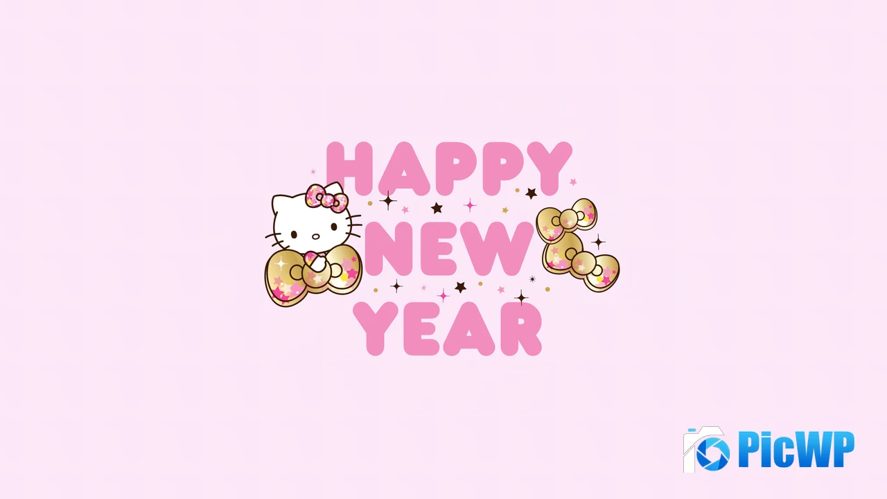 Happy New Year Hello Kitty background 4K PC Wallpaper