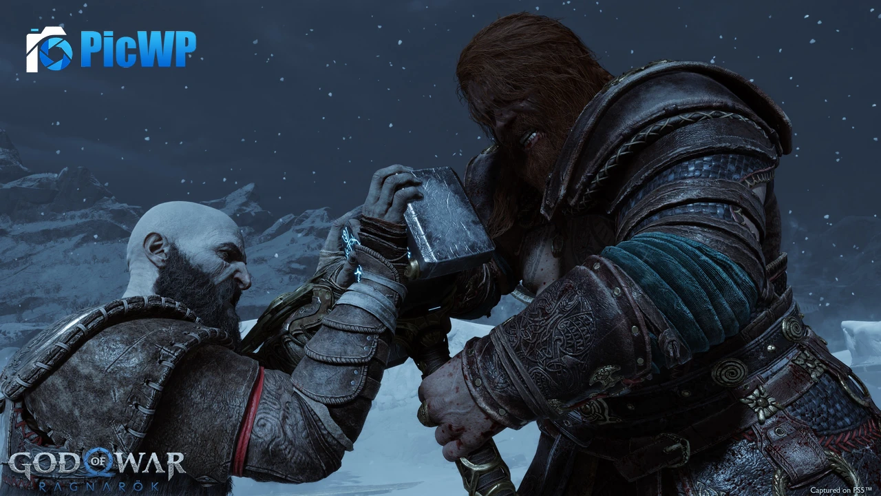 Kratos vs Thor Boss Fight 4K PC Wallpaper