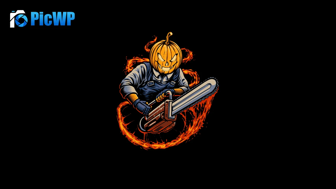 Halloween Pumpkin Chainsaw 4K PC Wallpaper