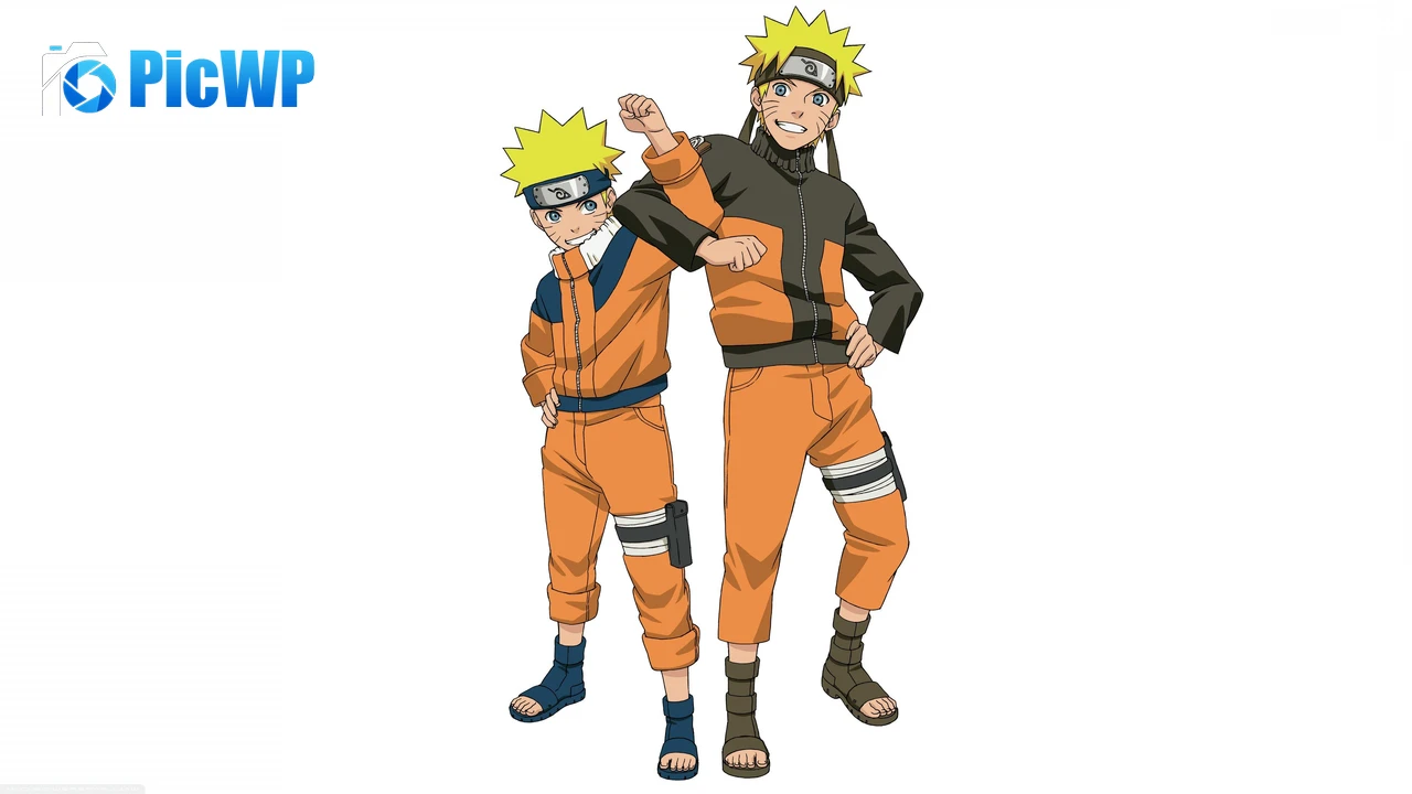 Young Naruto vs Old Naruto White background 4K PC Wallpaper
