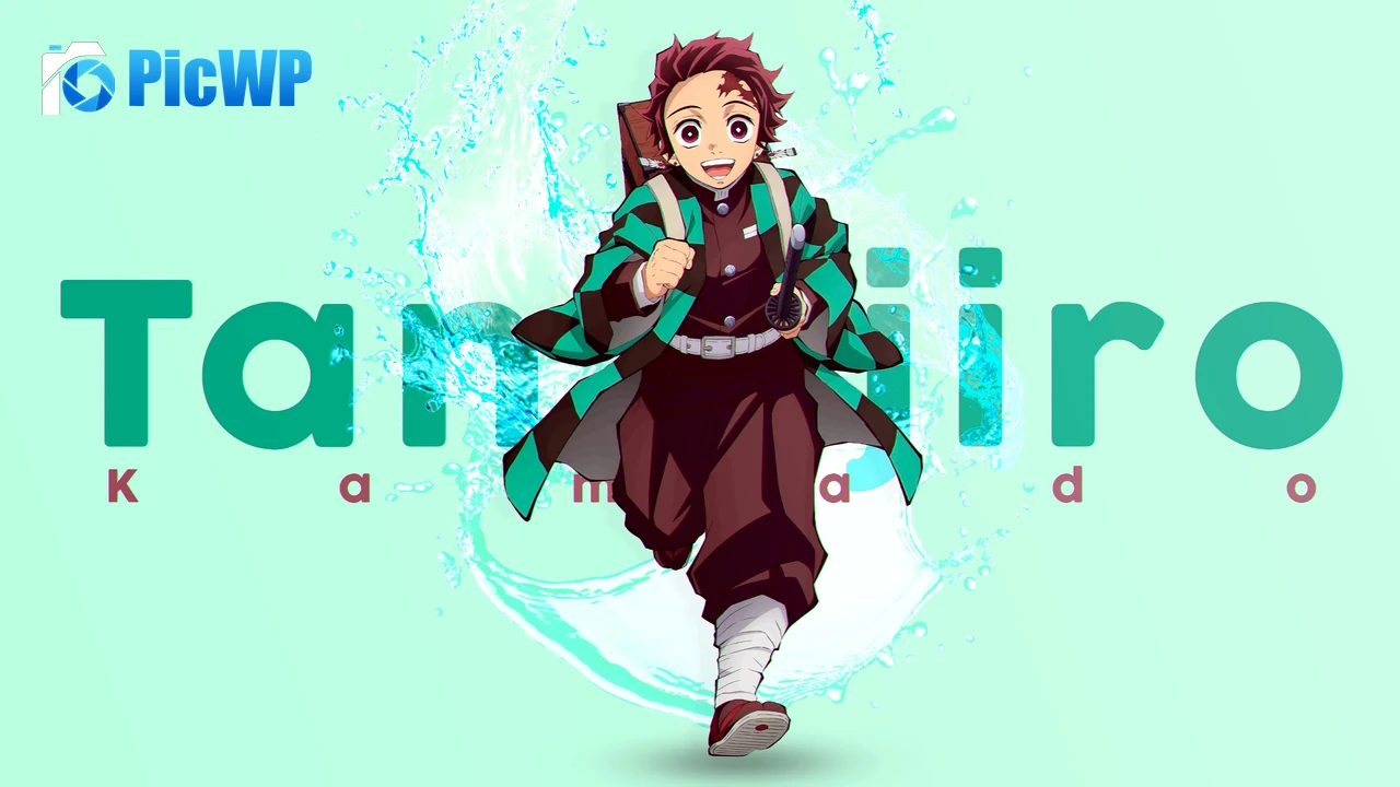 Tanjiro Kamado Green aesthetic 4K PC Wallpaper