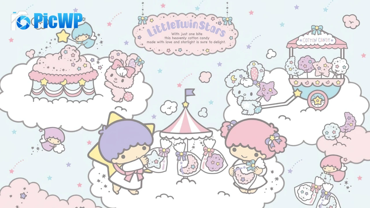 Little Twin Stars Cotton candy 4K PC Wallpaper