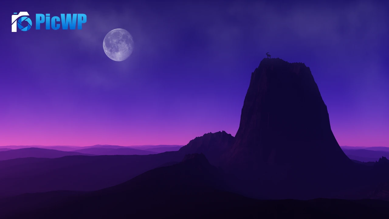 Mountain Peak Full moon 4K PC Wallpaper