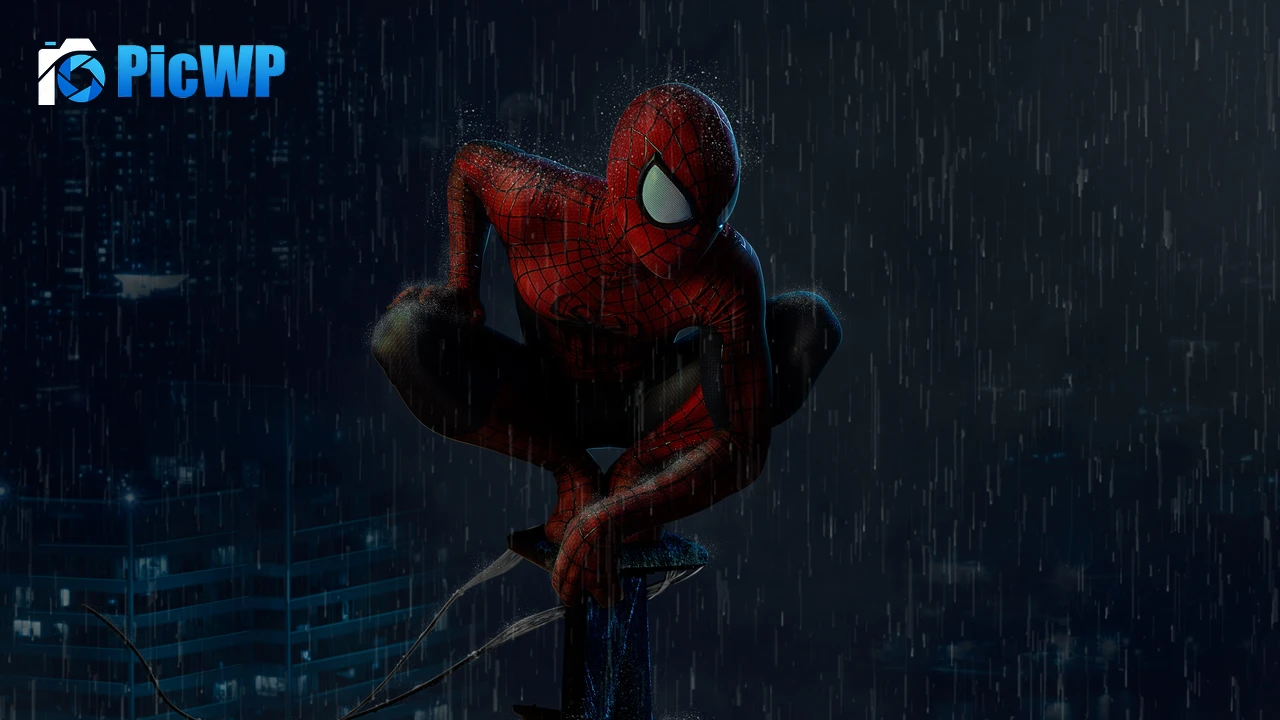 Spider-Man Rain 4K PC Wallpaper