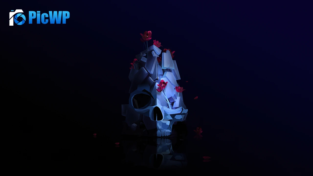 Skull Low poly 4K PC Wallpaper