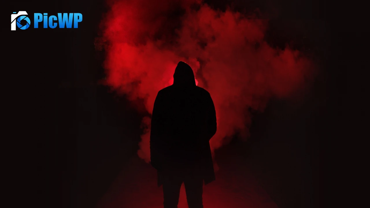 Person Silhouette Red Smoke 4K PC Wallpaper