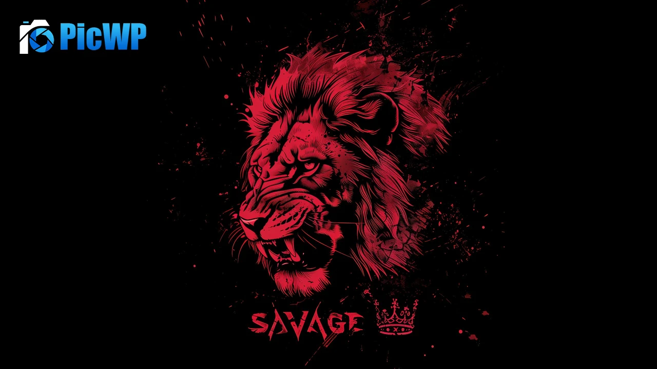 Lion Savage Dark Red 4K PC Wallpaper
