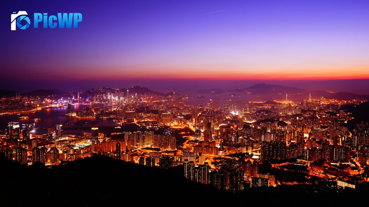 Hong Kong City Night time 4K PC Wallpaper