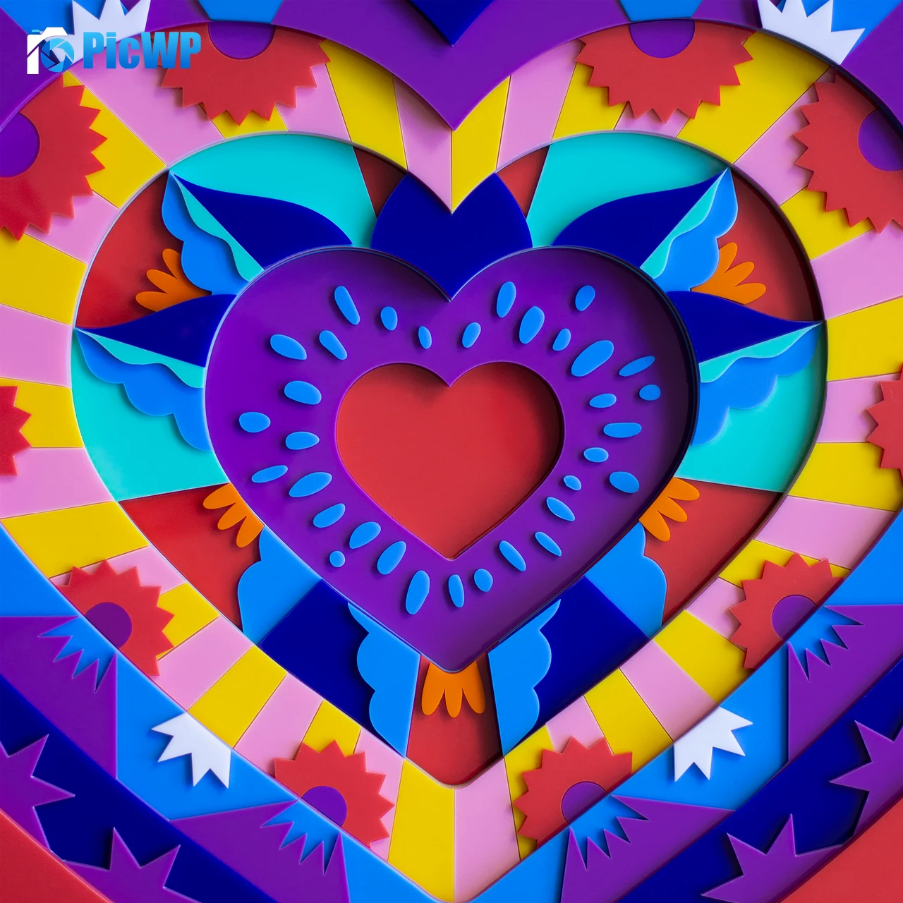 Love heart Colorful 3K Fold Wallpaper
