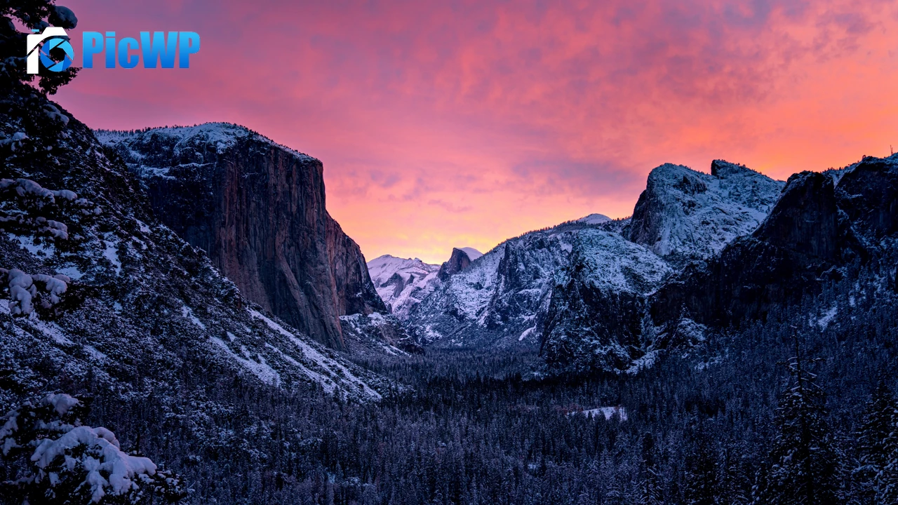 Yosemite National Park Snow covered 4K PC Wallpaper
