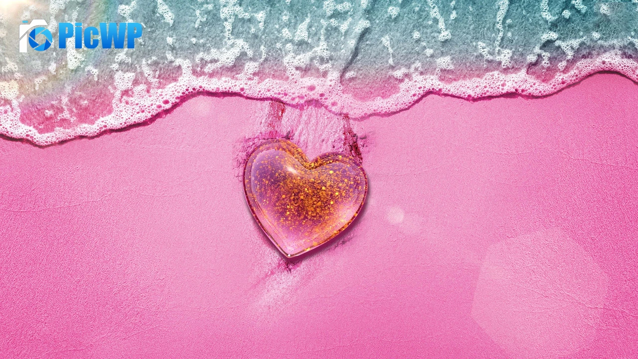 Love heart Beach 4K PC Wallpaper