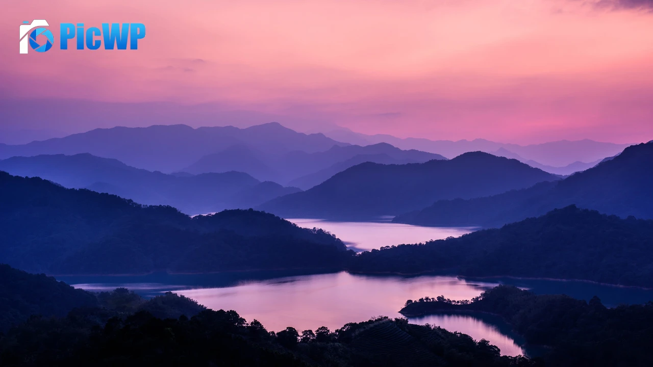 Mountain range Pink sky 4K PC Wallpaper
