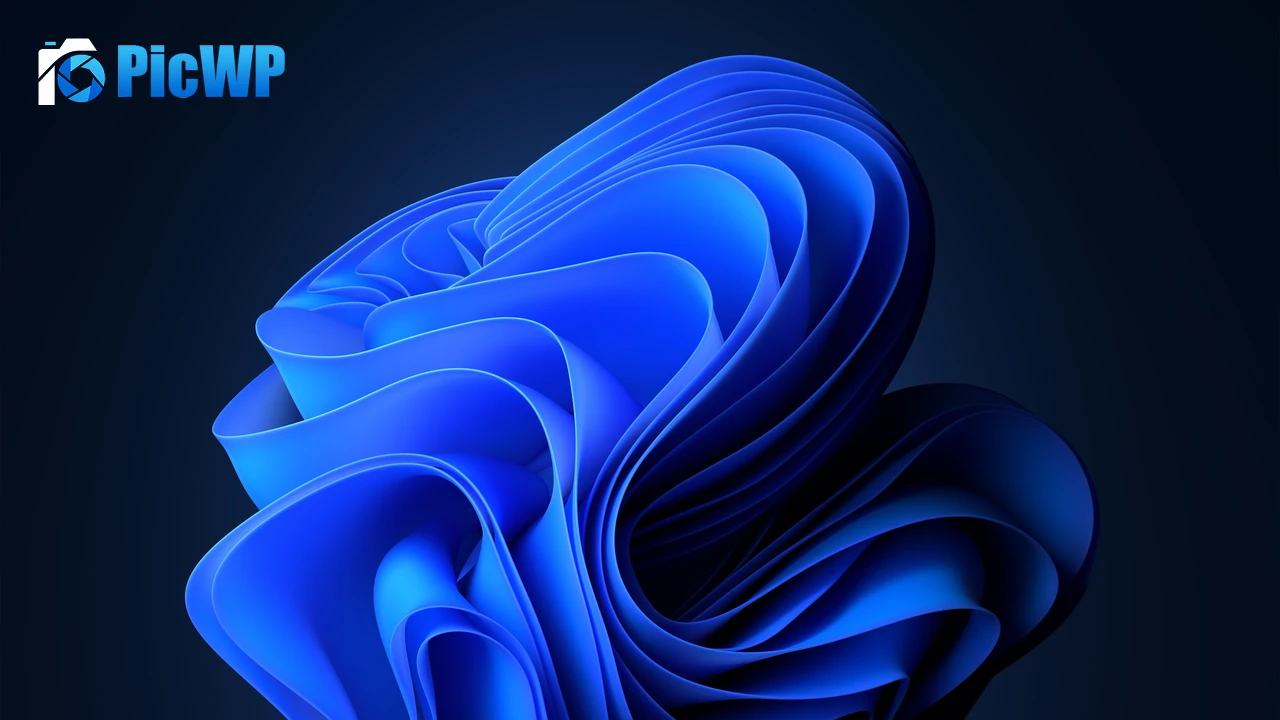 Windows 11 Blue Abstract Dark Mode 4K PC Wallpaper