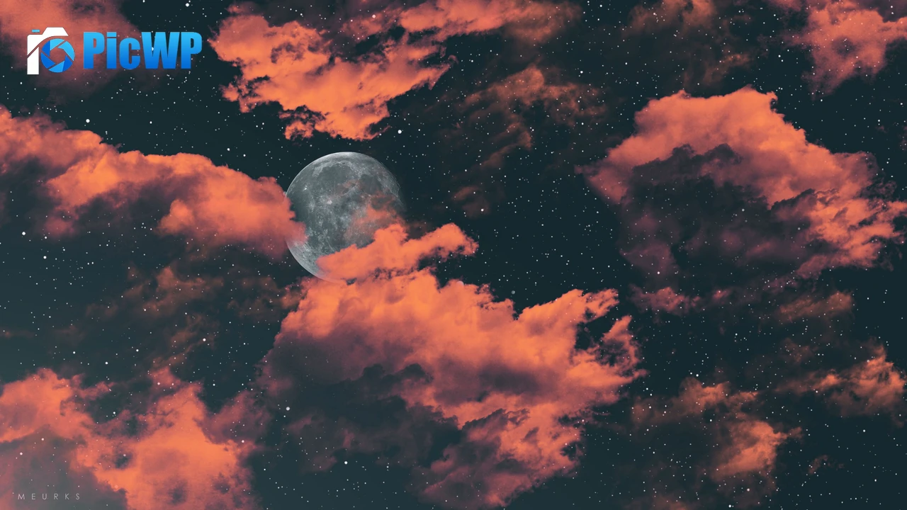 Full moon Dark background 4K PC Wallpaper