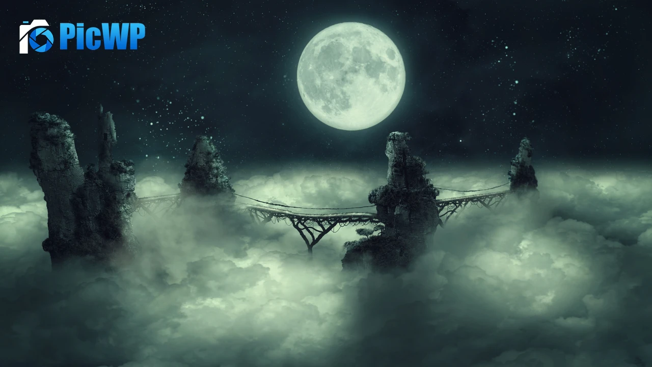 Full moon Dark Sky 4K PC Wallpaper