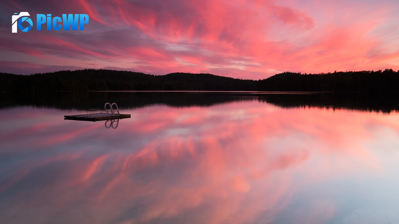 Mirror Lake Pink sky 4K PC Wallpaper