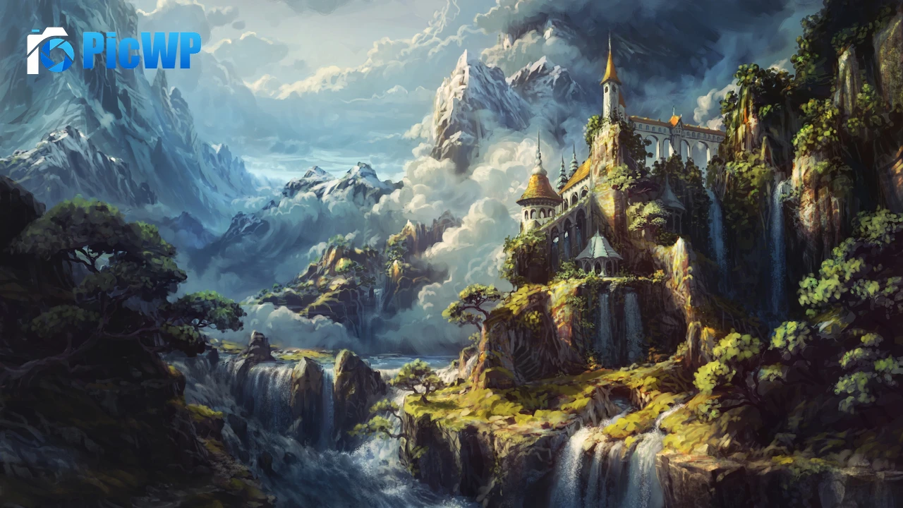 Castle Waterfalls 4K PC Wallpaper