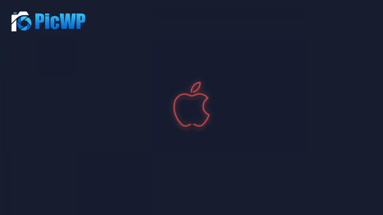 Red Apple logo Neon sign 4K PC Wallpaper