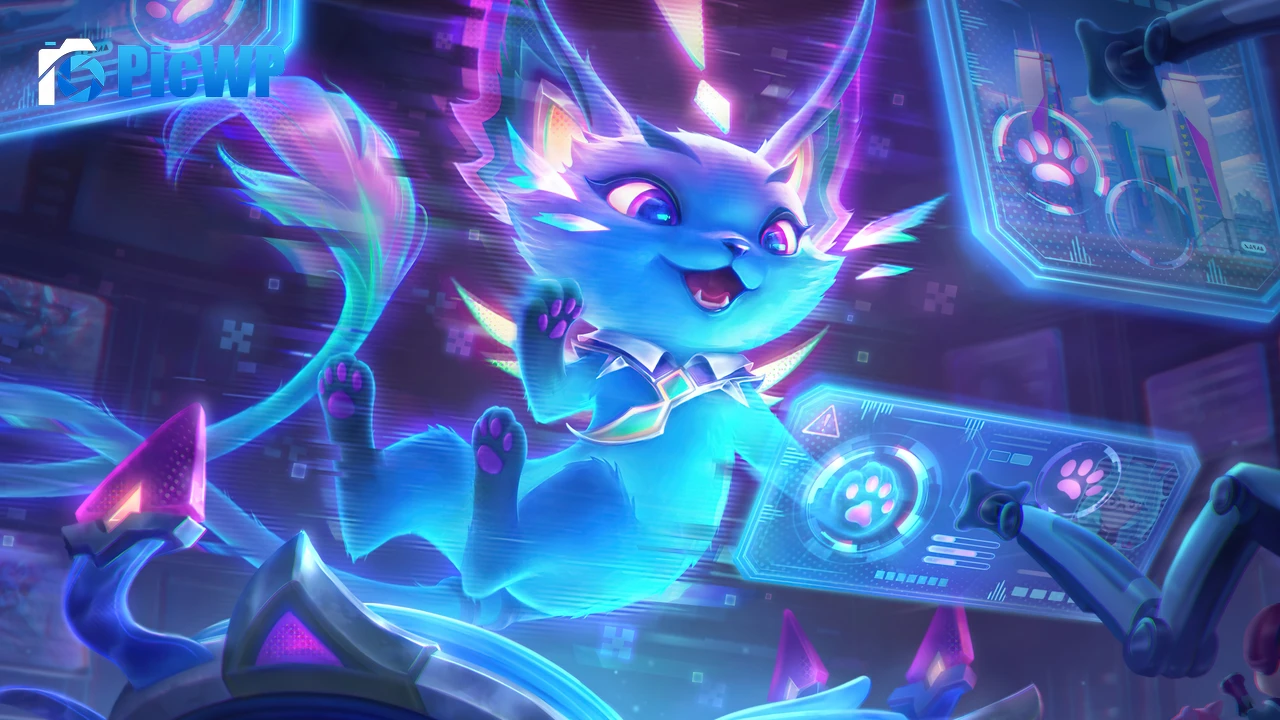 Cyber Cat Yuumi League of Legends 4K PC Wallpaper