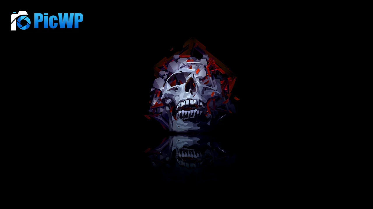 Low poly Skull AMOLED 4K PC Wallpaper