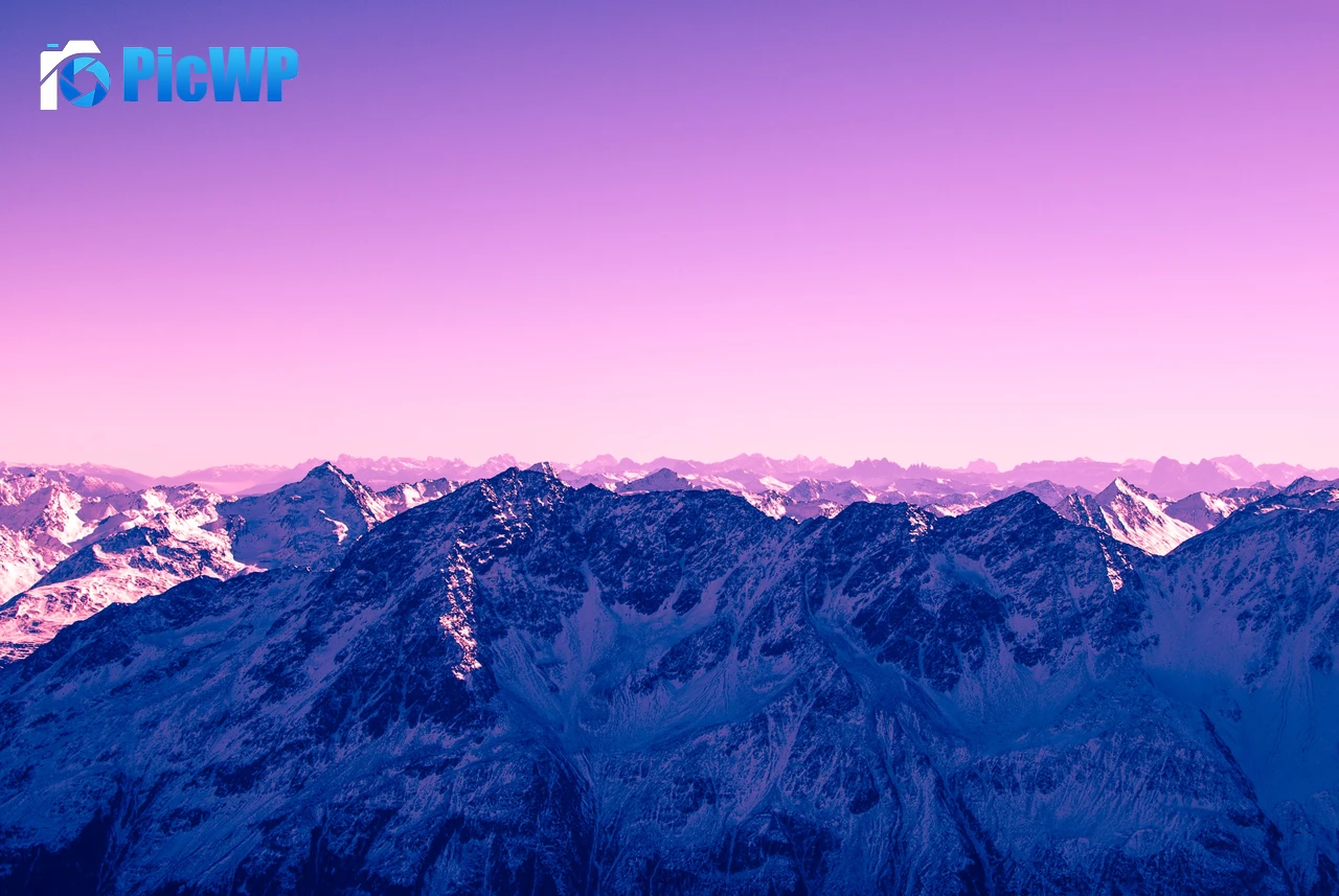 Purple sky Glacier mountains 4K PC Wallpaper