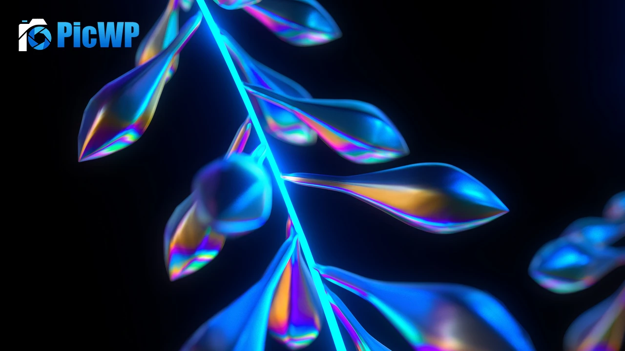 Neon Leaves 4K PC Wallpaper