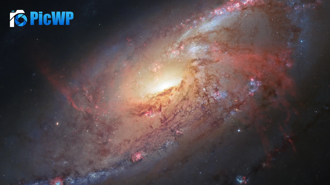 Spiral galaxy Messier 106 4K PC Wallpaper
